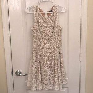 Nude lined cream lace dress